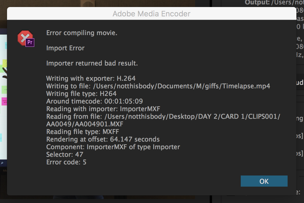 Error compiling movie - Import error - Importer re... - Adobe